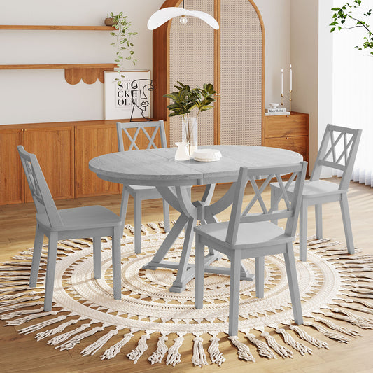 Chic Extendable Round Dining Set with Cross Back Chairs