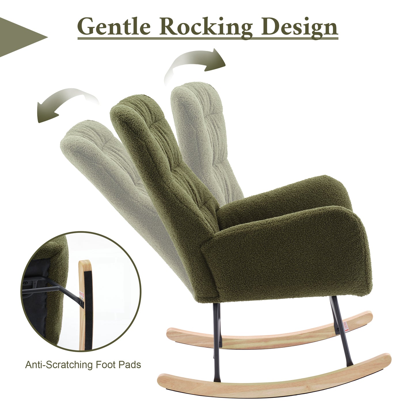 Cozy Teddy Rocking Chair in Dark Green