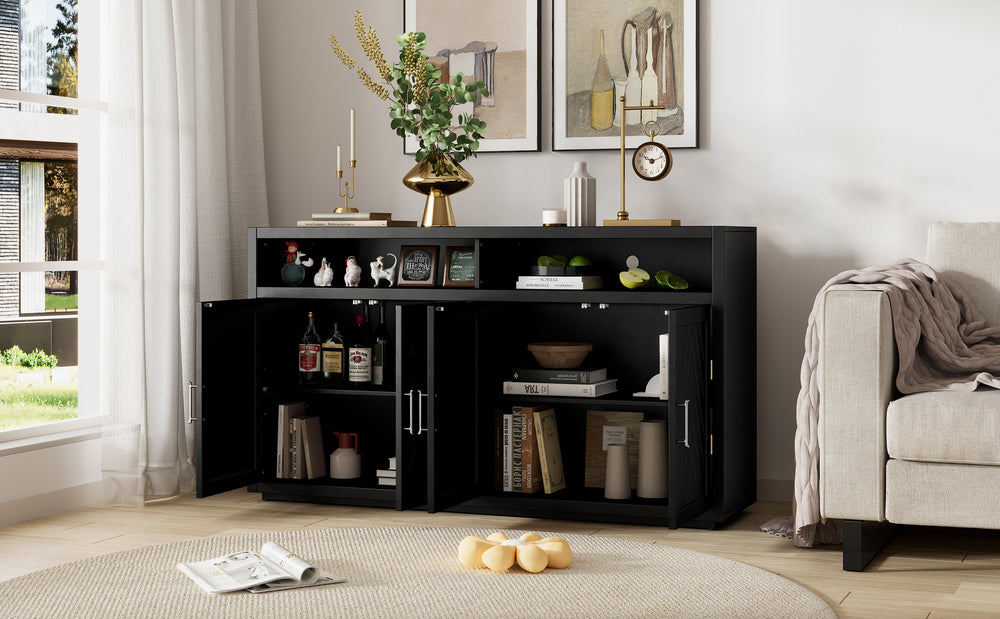 Stylish Black Classic Sideboard with Adjustable Shelves