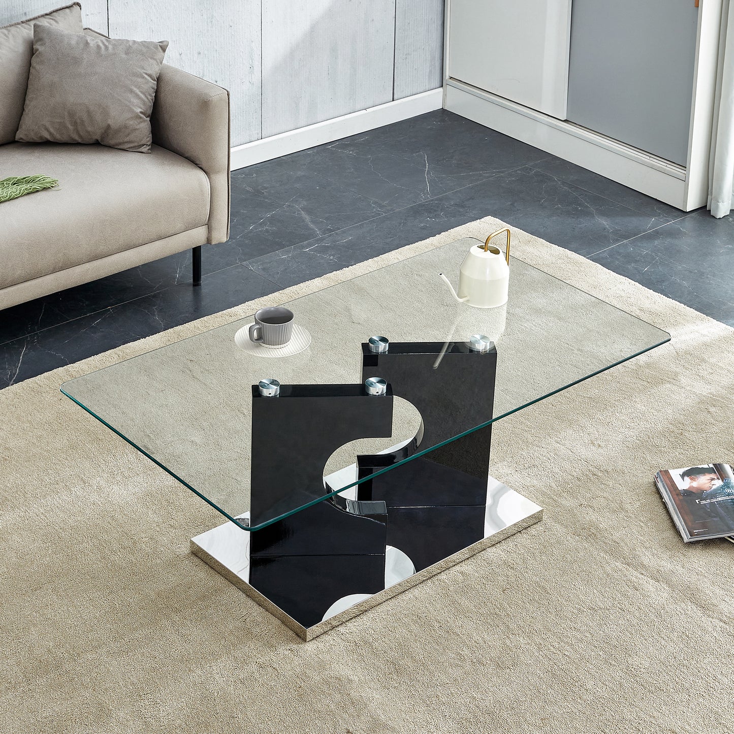 Sleek Glass Top Coffee Table