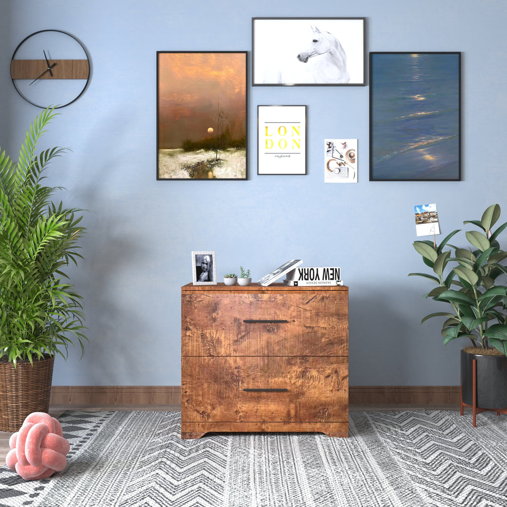 Rustic Walnut Lateral Filing Cabinet