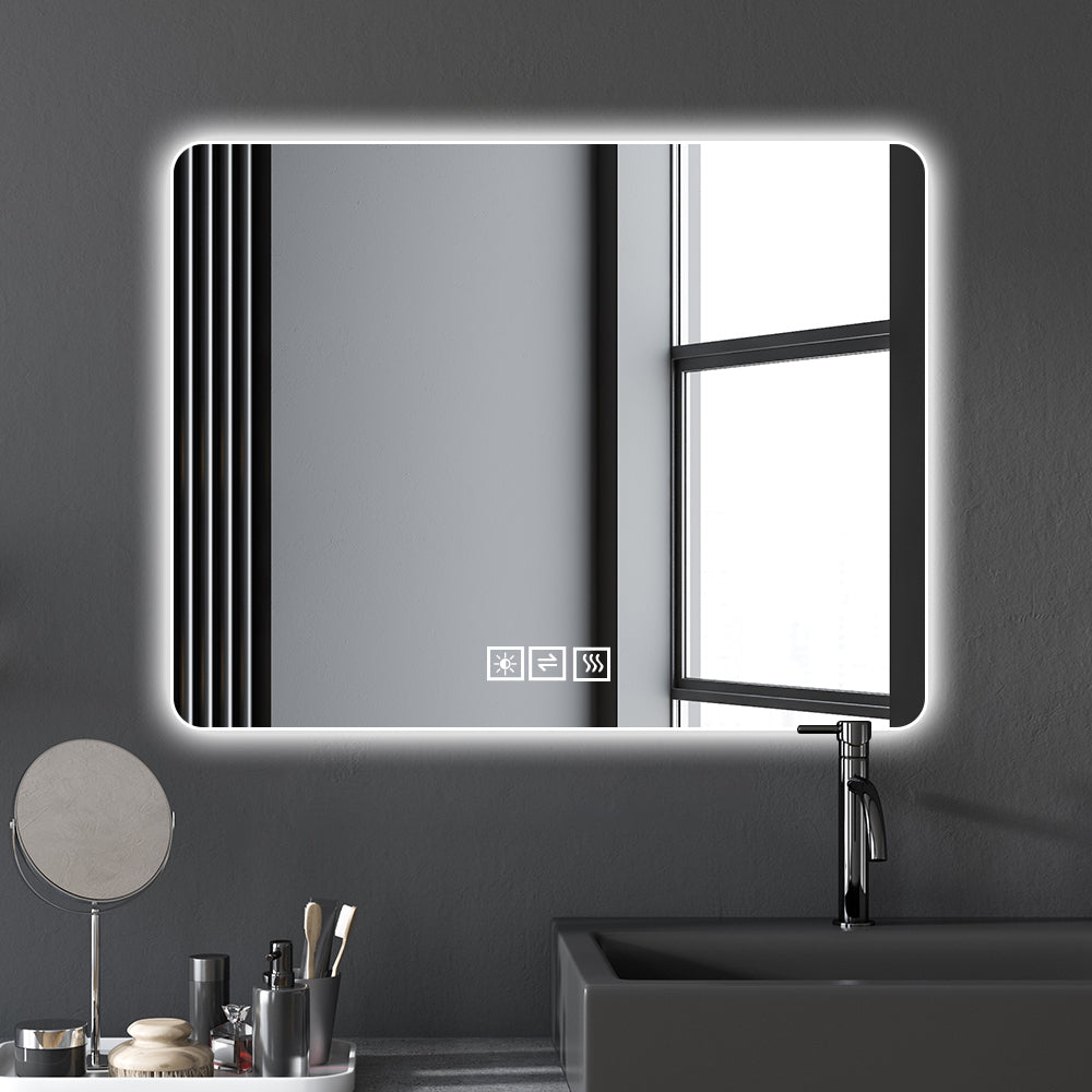 Glow & Go Bathroom Mirror: Dual LED Light, Anti-Fog Magic, Dimmable Delight!