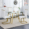 Sleek Gold-Trim Glass Dining Table