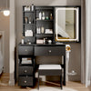 Chic Compact Vanity Set with LED Mirror & Power Hub