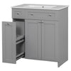 Sleek Grey Bathroom Vanity with Spacious Storage & Elegant Sink