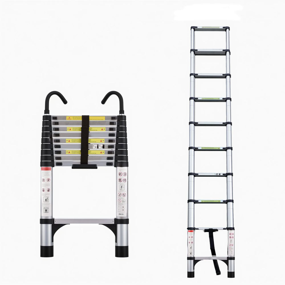 Versatile Telescopic Ladder with Stabilizers and Hooks