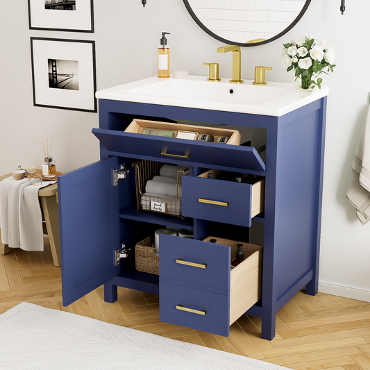 Blue Bliss Bathroom Vanity with Ceramic Sink