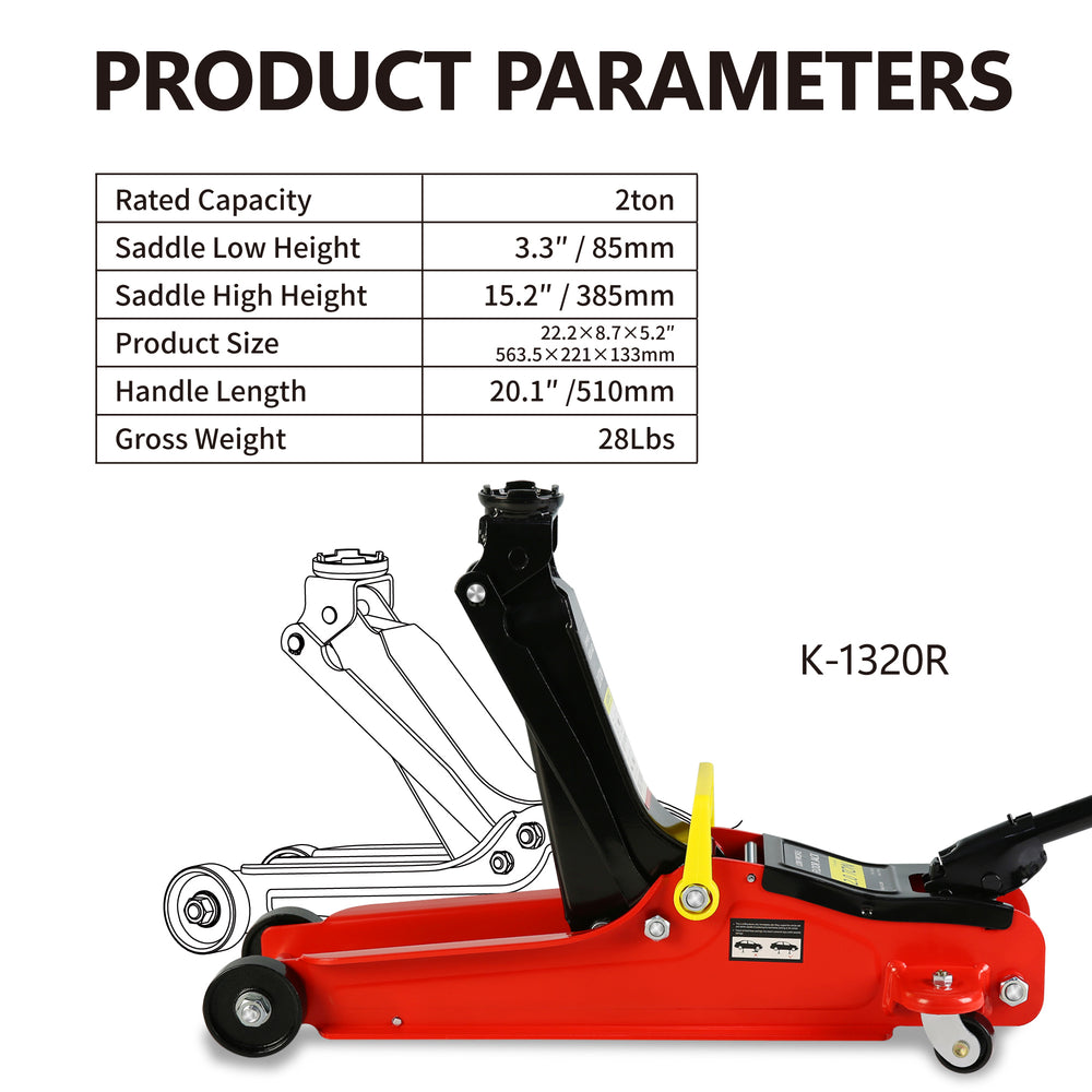 Heavy-Duty Low Profile Floor Jack & Tire Repair Kit