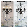 Radiant Vintage Crystal Chandelier - Matte Black & Gold Elegance