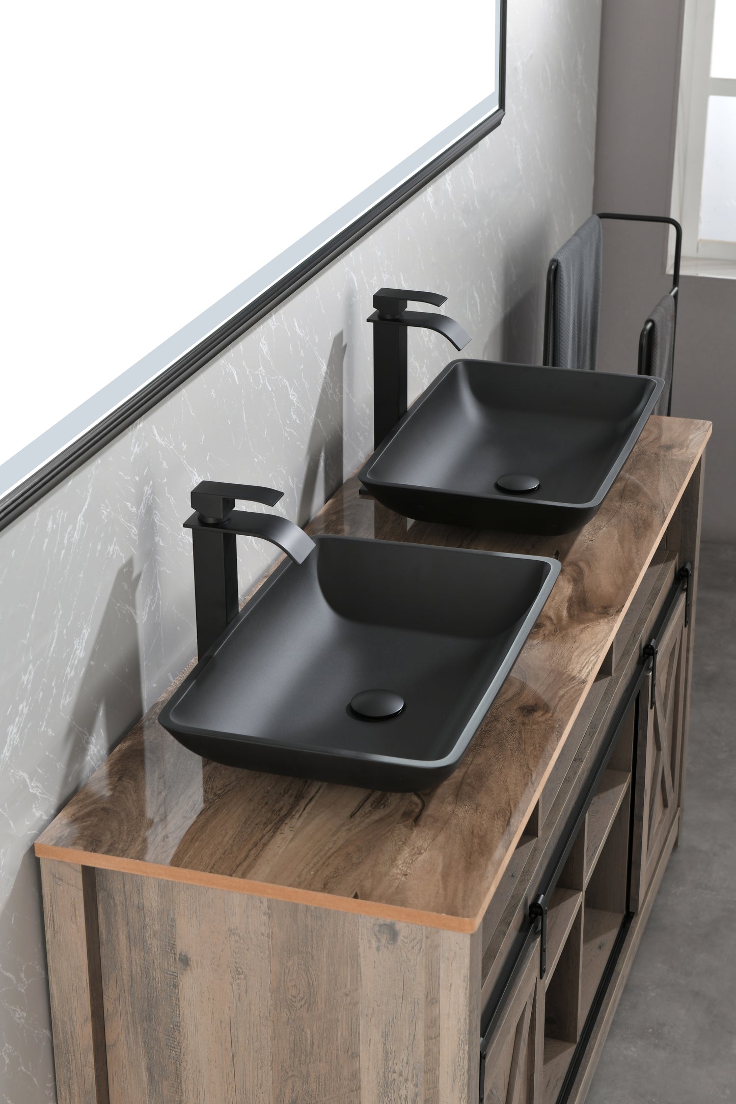 Sleek Black Vessel Sink Set