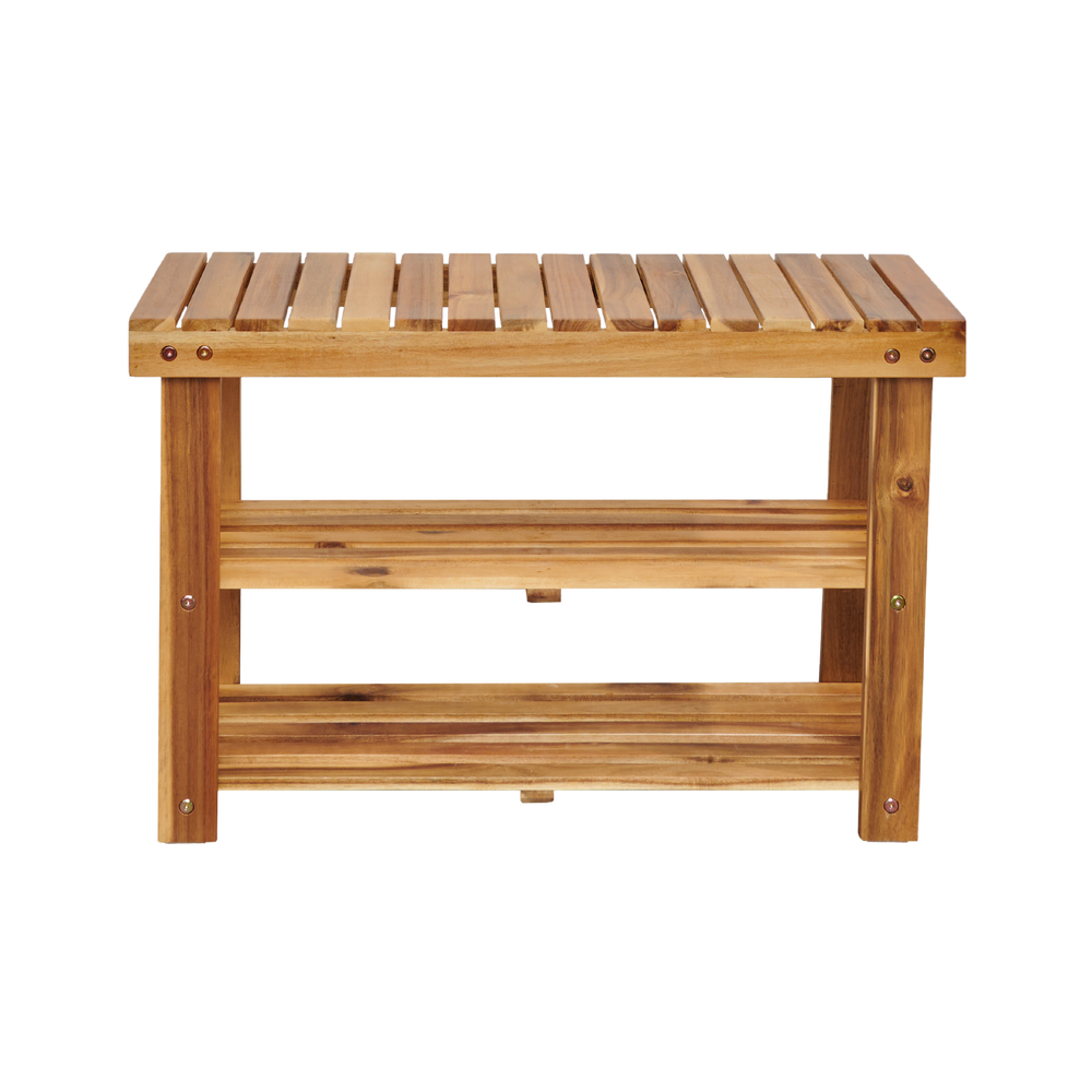 Natural Acacia Wood Shoe Bench - Stylish Storage for Any Entryway!