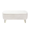 Chic Ivory Storage Ottoman with Gold Legs