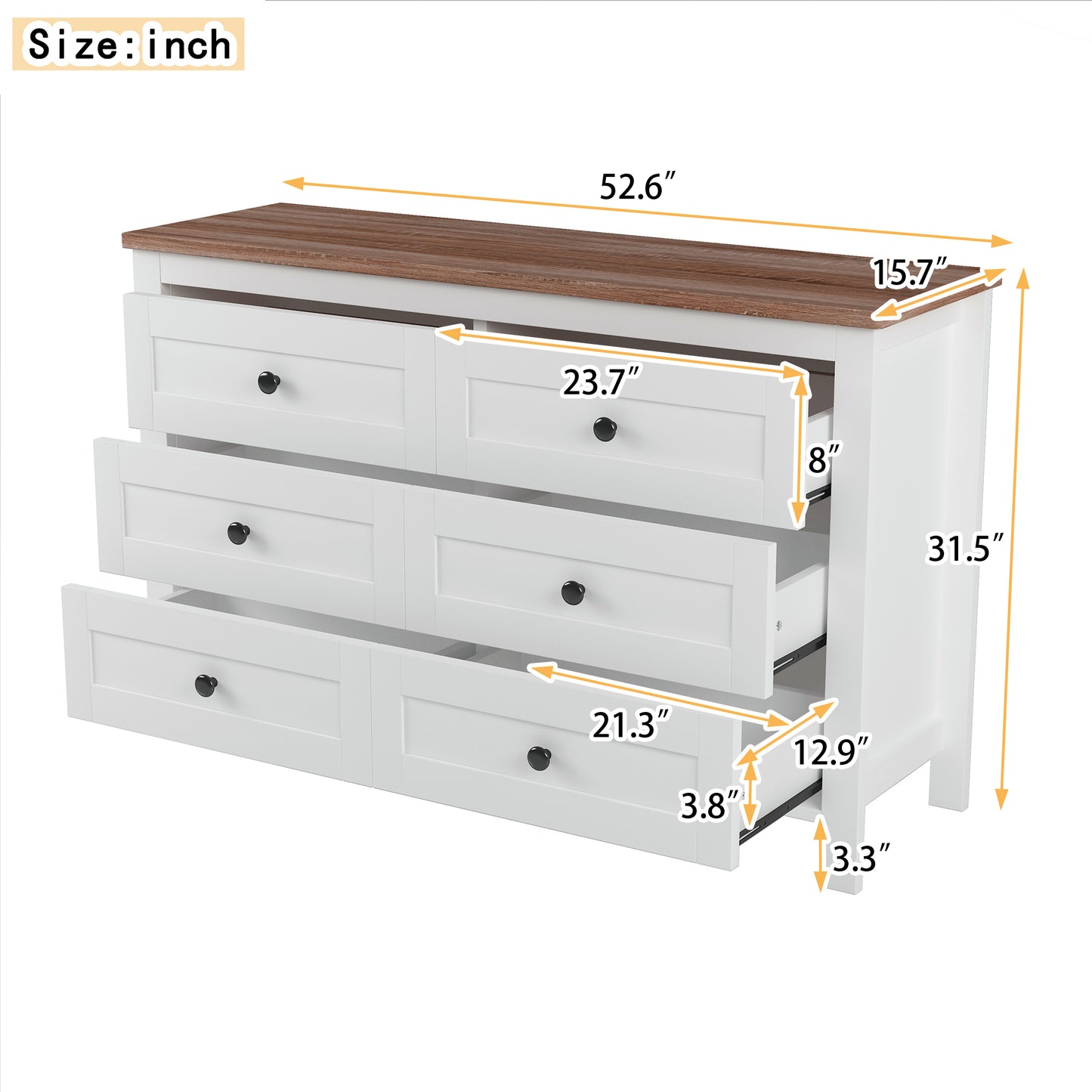 Charming Rustic Dresser with Six Drawers