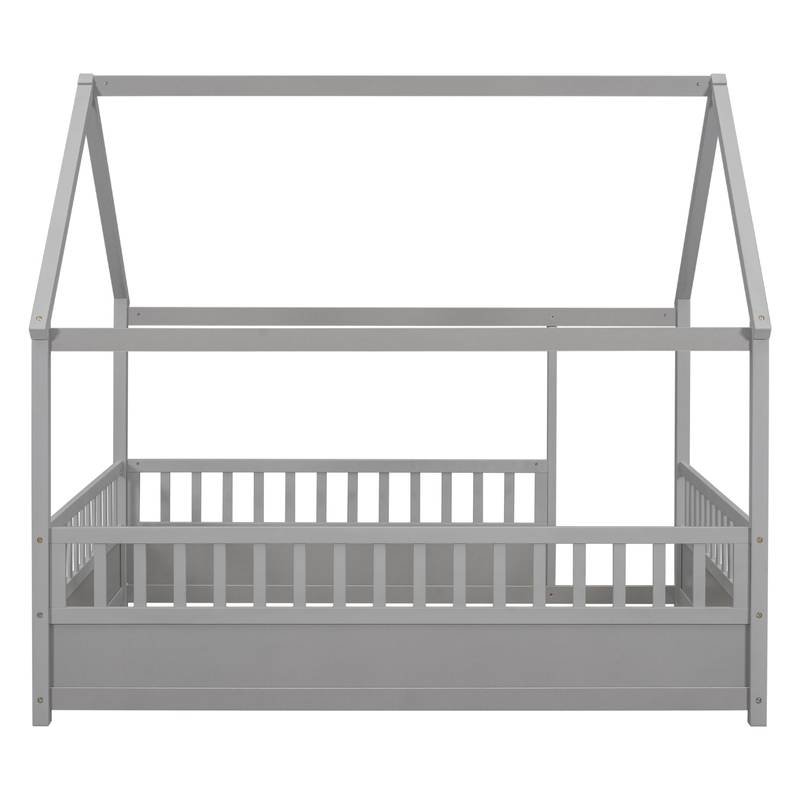 Playful Wooden House Bed for Kids