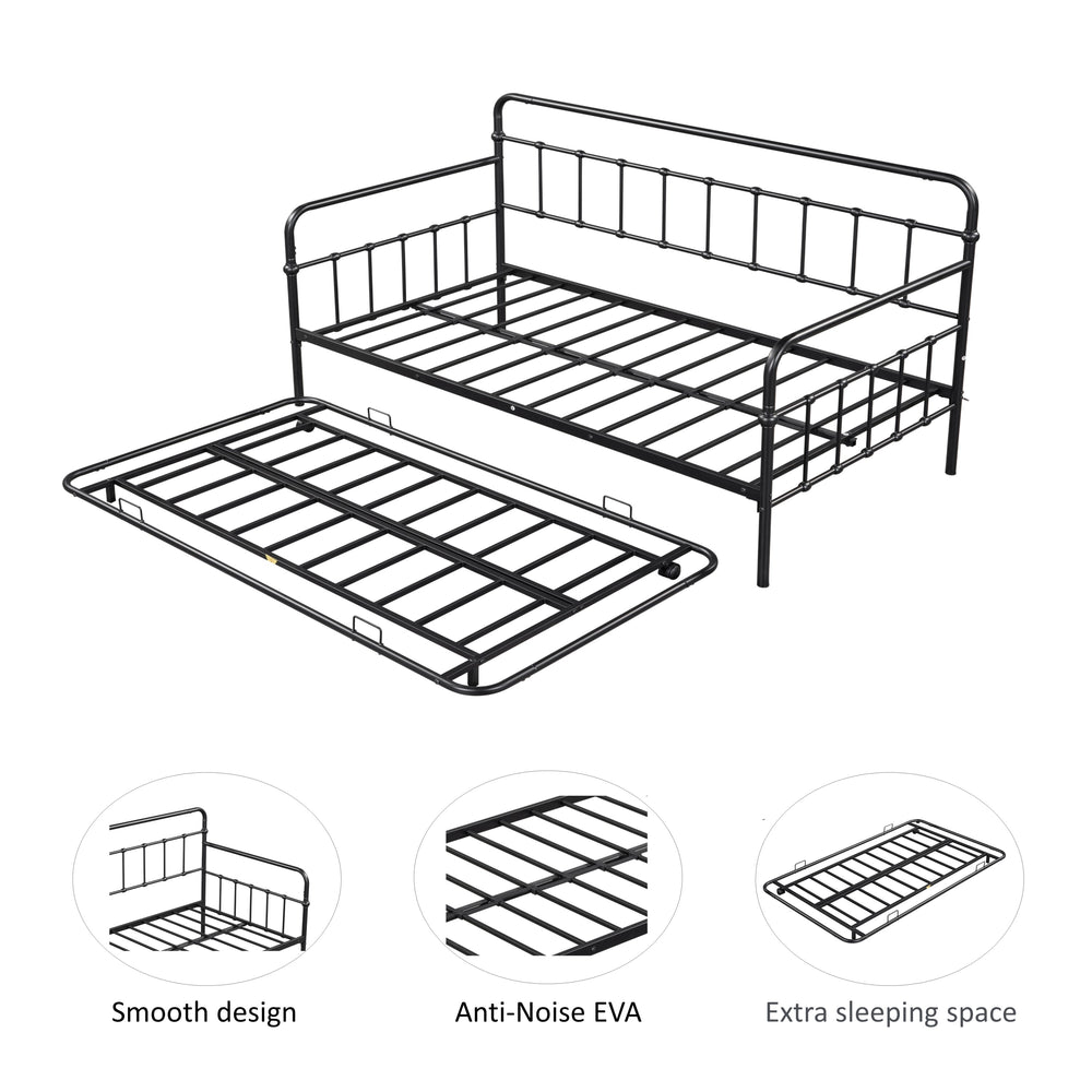 Modern Metal Daybed with Trundle