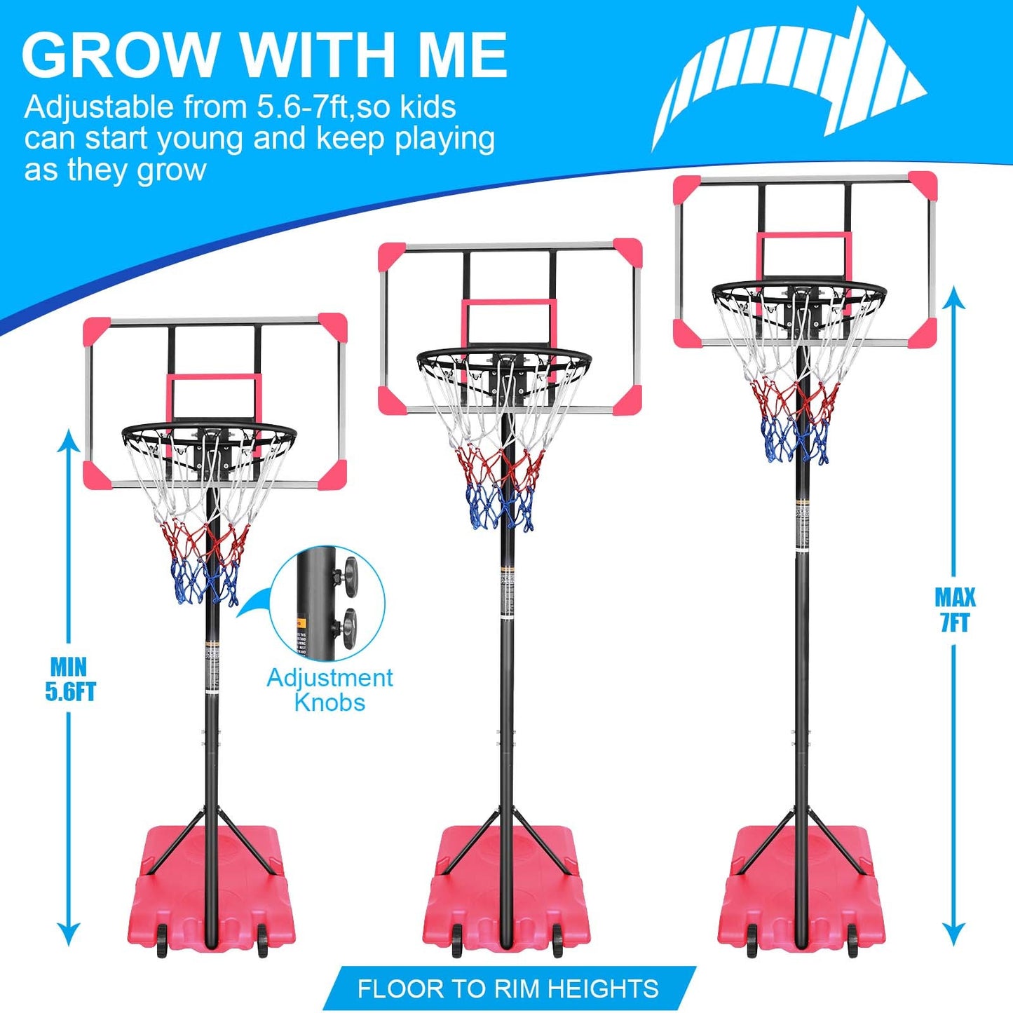 Easy-Set Adjustable Basketball Hoop for Indoor and Outdoor Fun