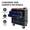 Rolling Tool Cart with 5 Drawers - Black & Blue