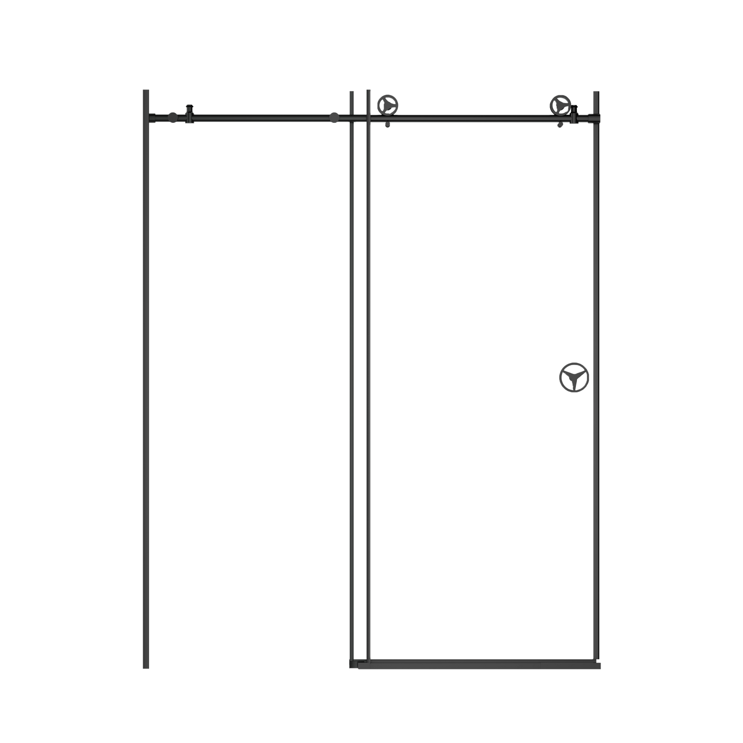 Sleek Matte Black Frameless Shower Door with Clear Glass