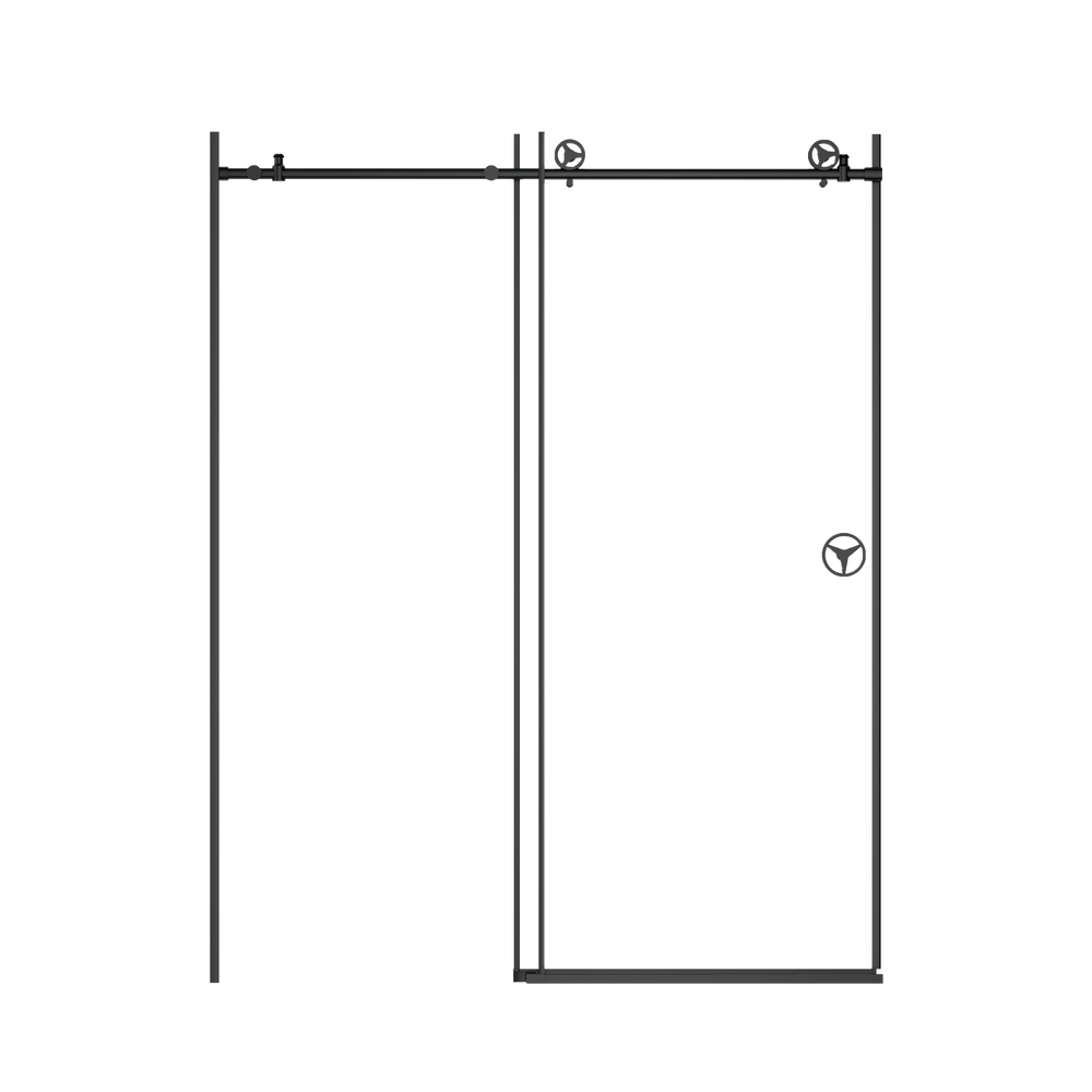 Sleek Matte Black Frameless Shower Door with Clear Glass