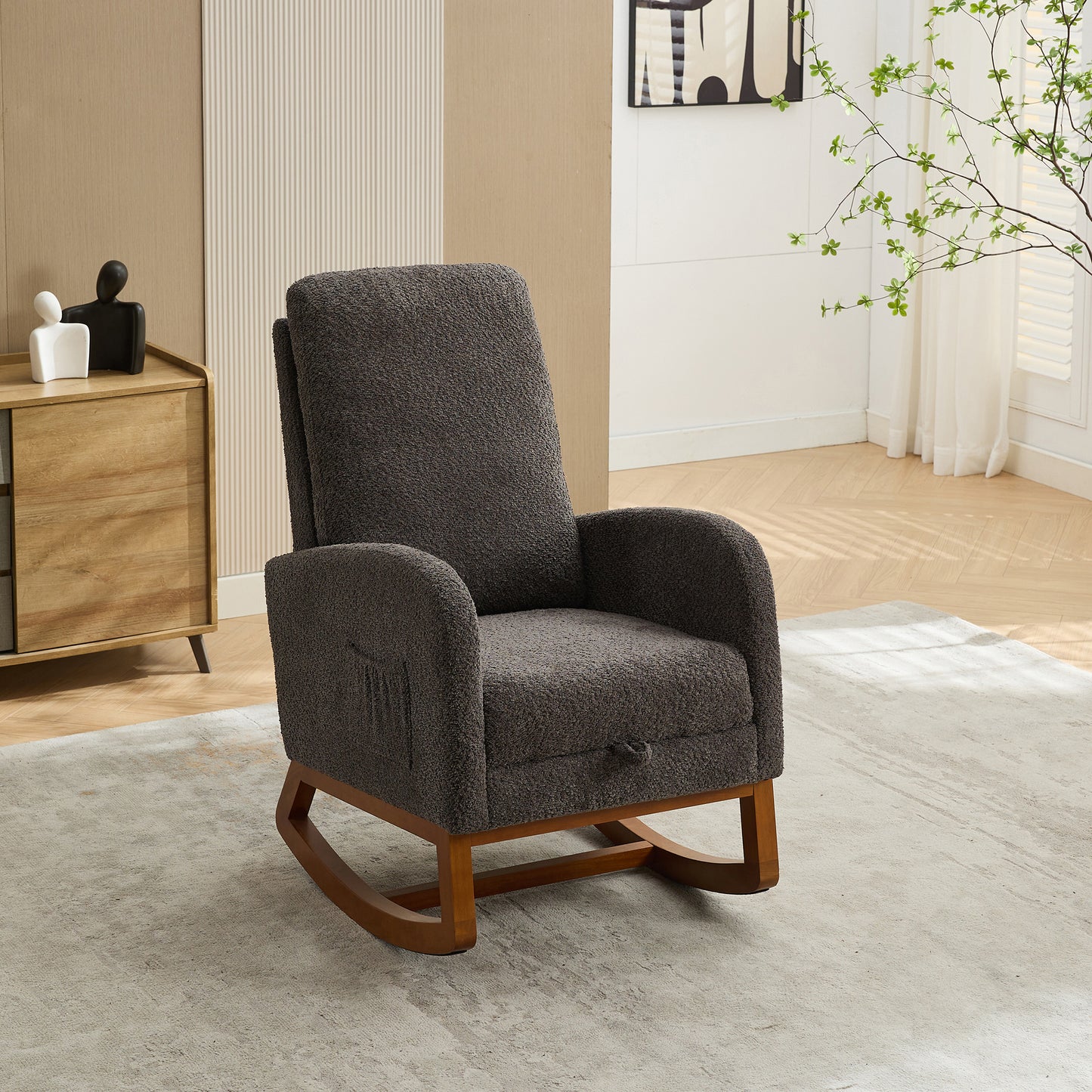 Cozy Glider Rocking Chair with Footrest - Charcoal