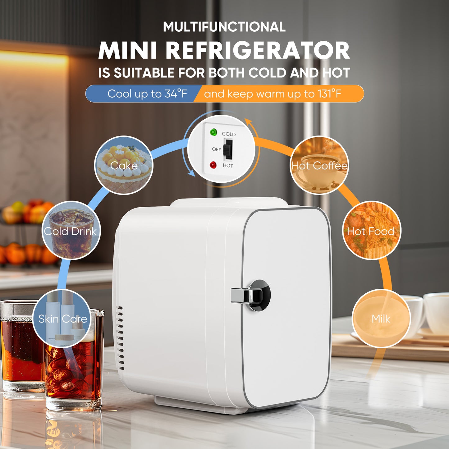 Chill & Heat Mini Fridge - Your Portable Buddy for Food, Drinks, and Skincare!