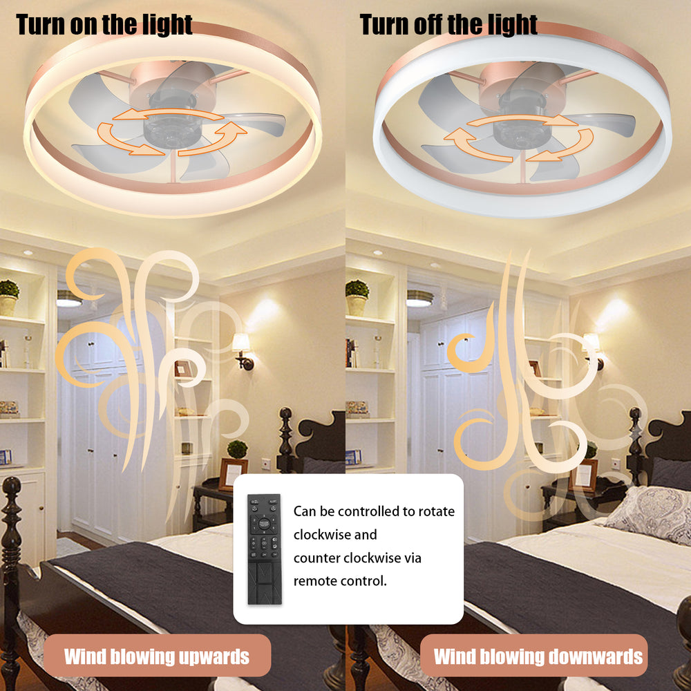 Dimmable Rose Gold Ceiling Fan with LED Lights