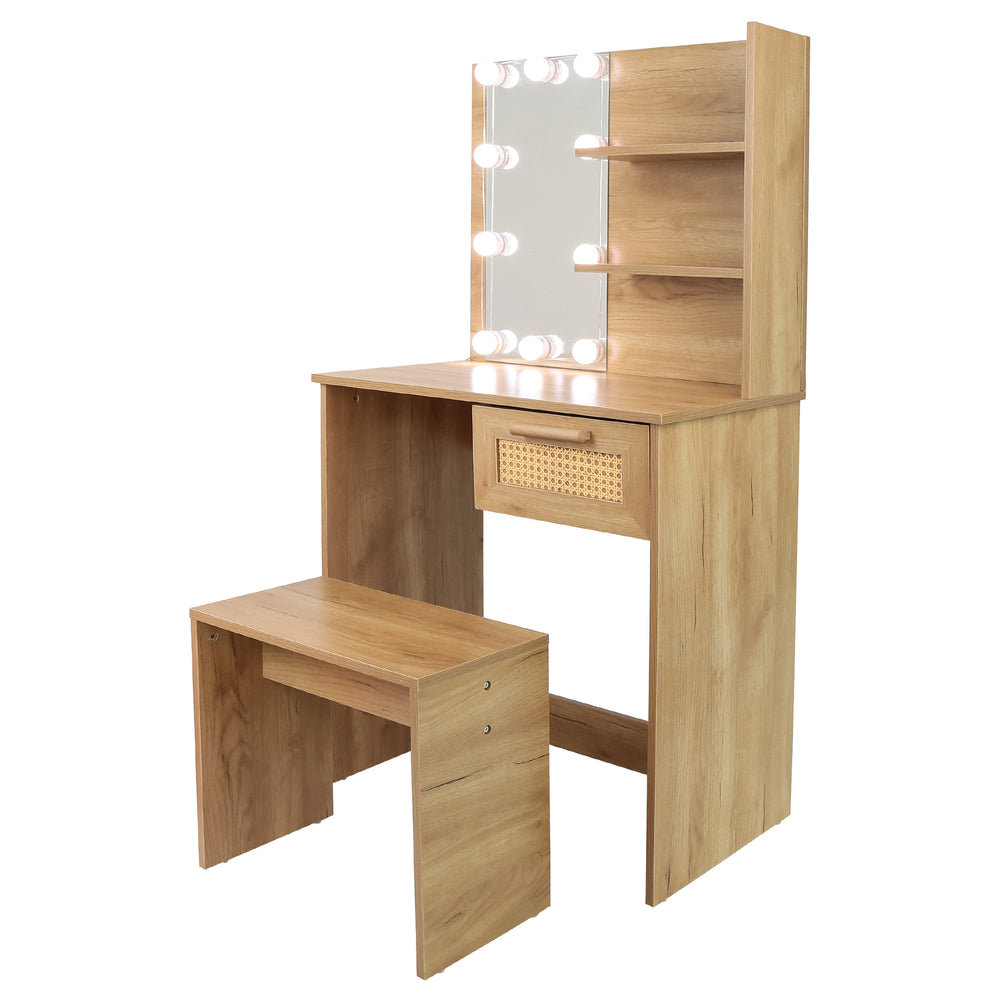 Radiant Vanity Set with Stool and LED Mirror