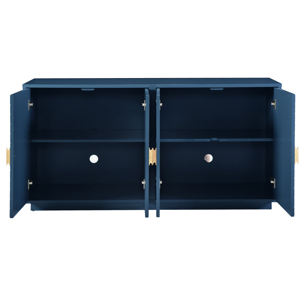 Chic Navy Sideboard with Stylish Handles & Adjustable Shelves