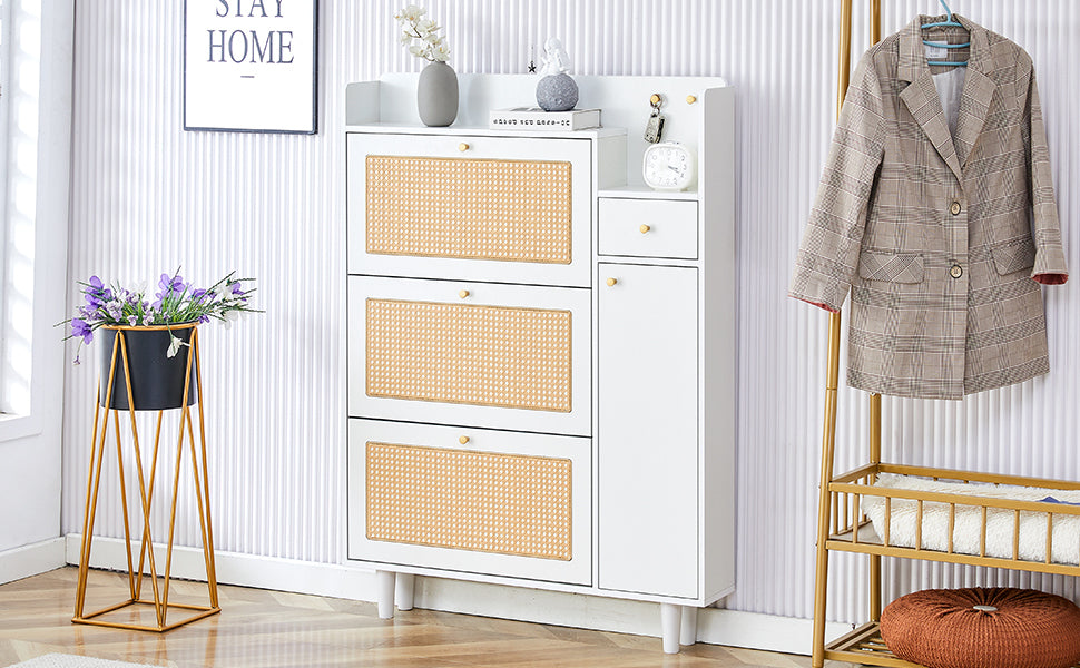 Chic Rattan Shoe & Storage Cabinet