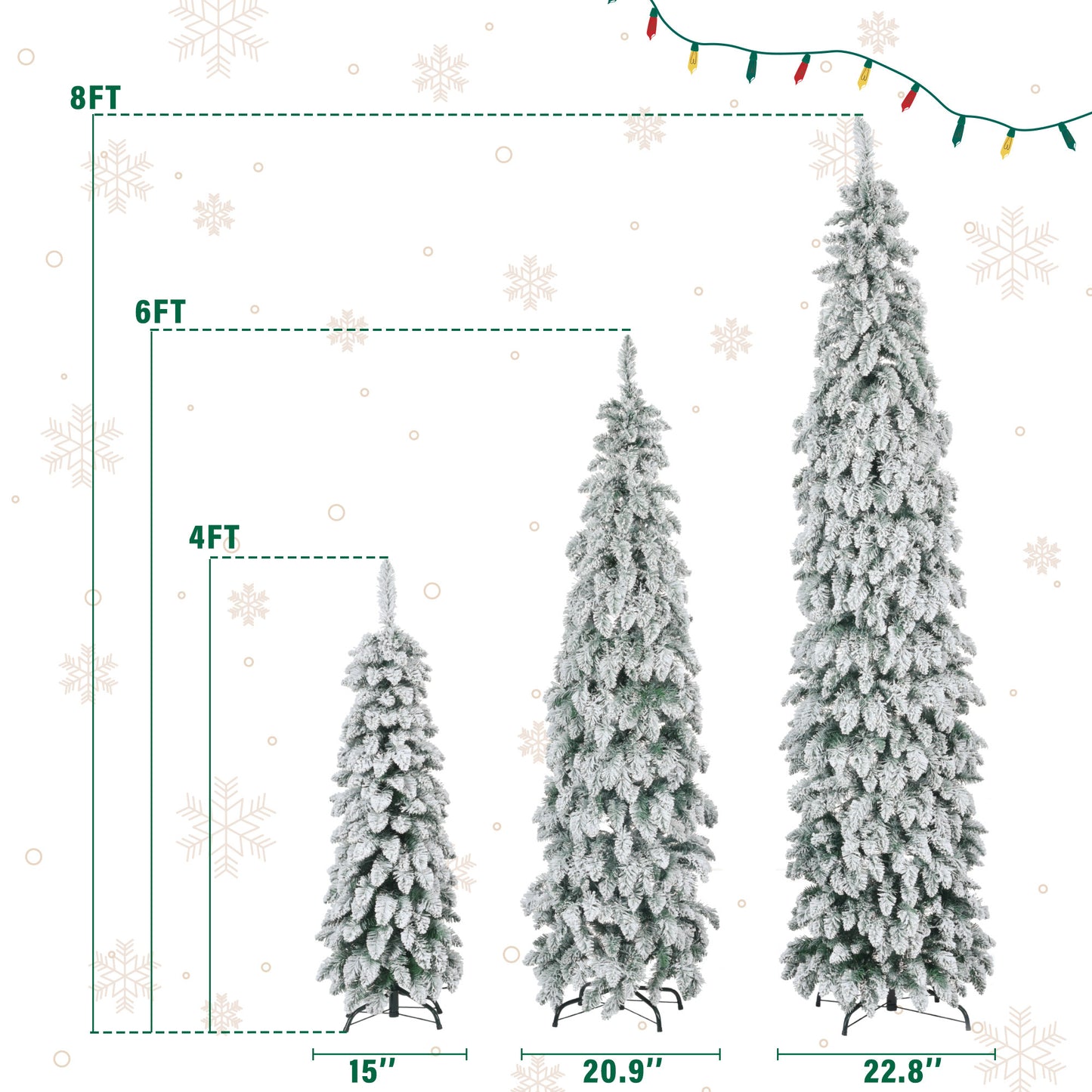 “Frosted Slim Pre-Lit Christmas Tree Set”