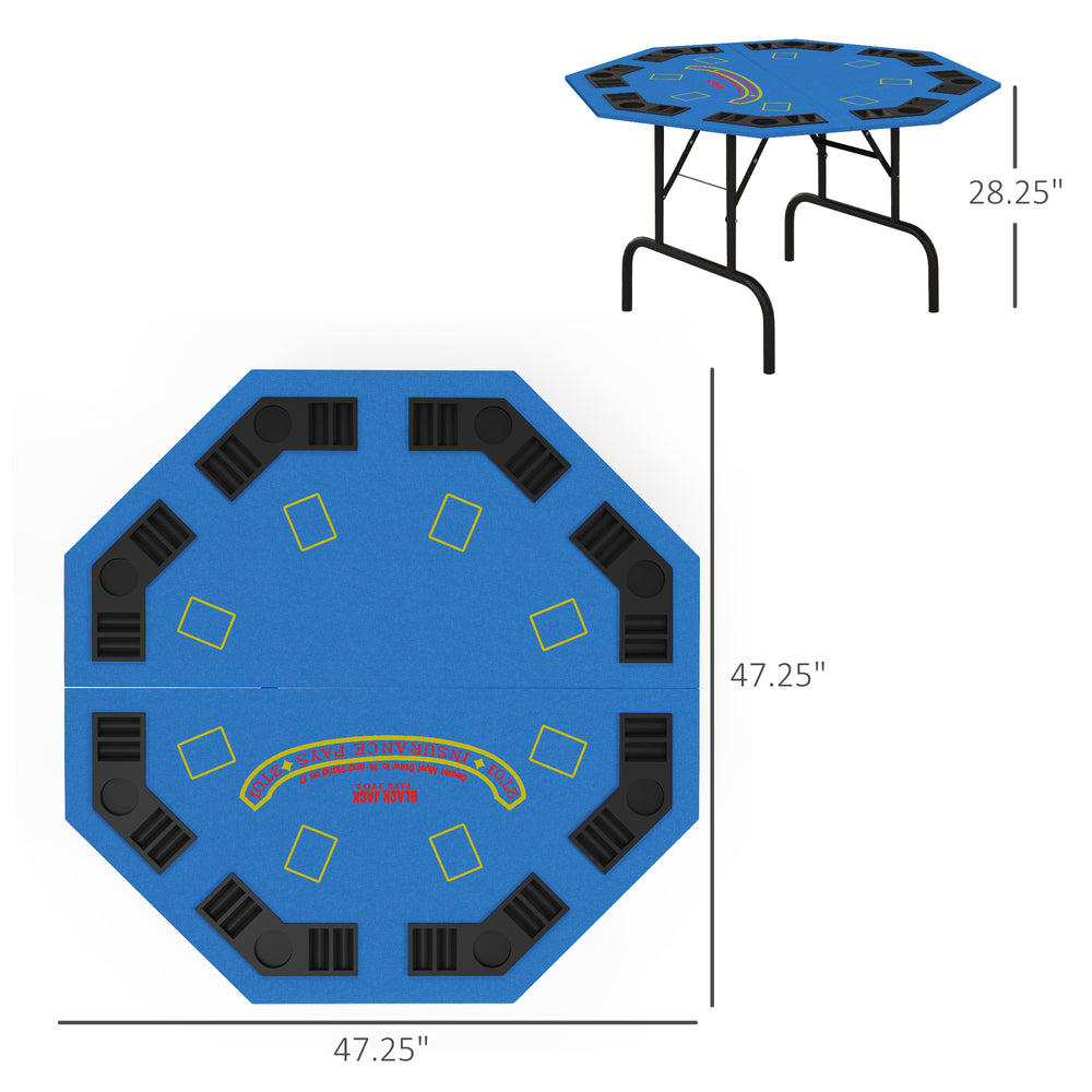 Foldable Octagon Poker Table for 8 with Cup Holders