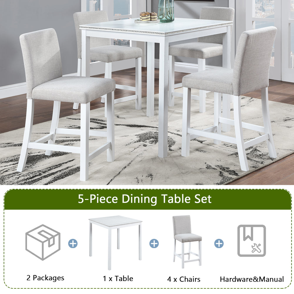 Chic White Counter Height Dining Set