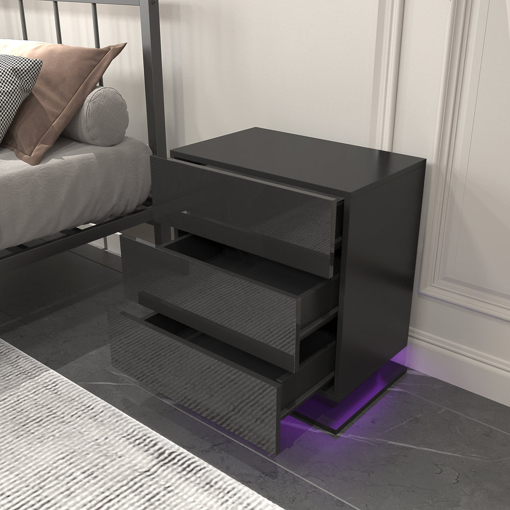 Luminous Nightstand with Three Drawers