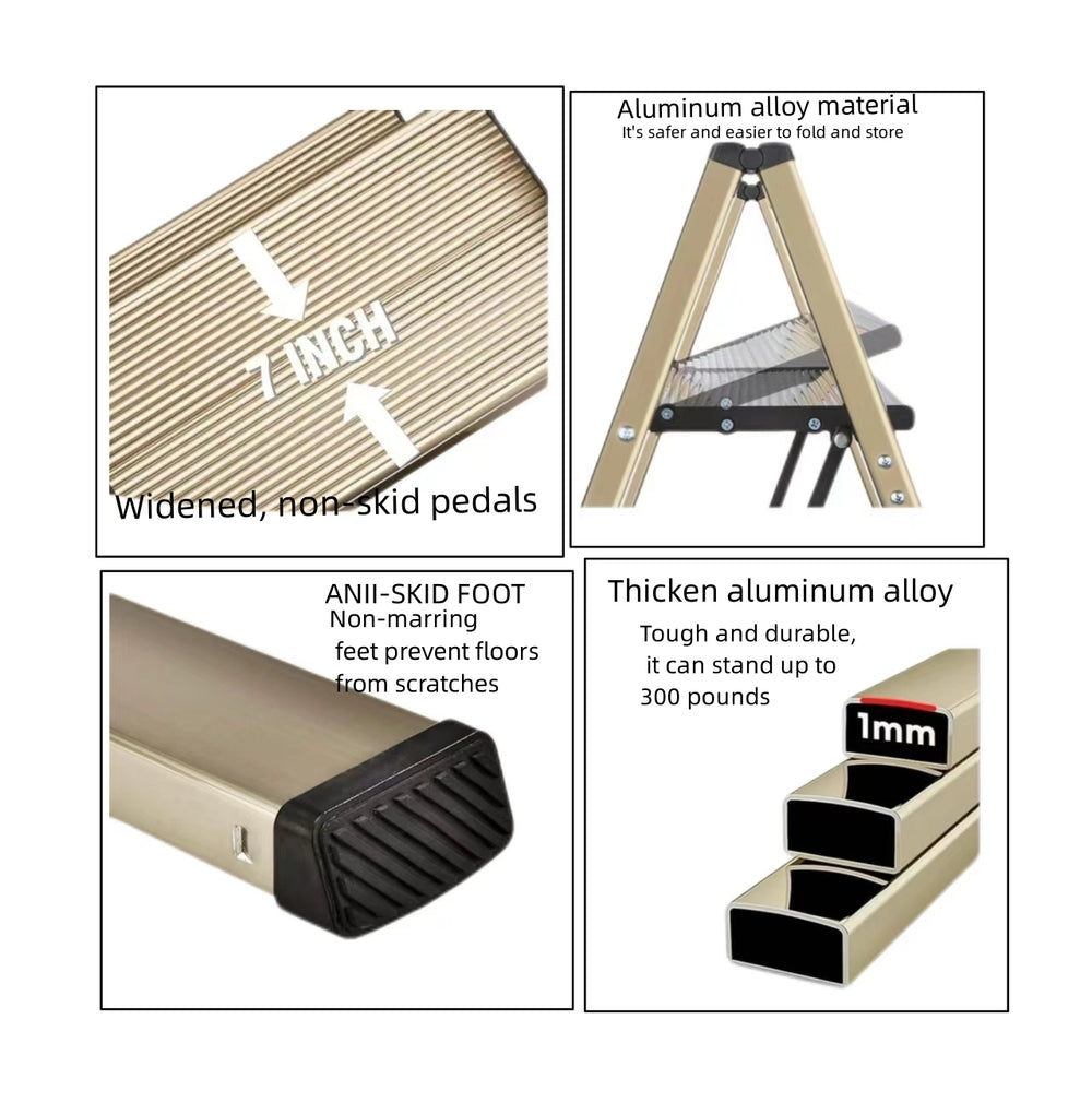 Easy Fold Aluminum Ladder - Versatile & Stable for Home and Office