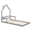 Cozy Twin House Bed with Handrails - Grey
