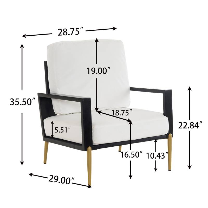 Chic White Accent Armchair with Gold Legs