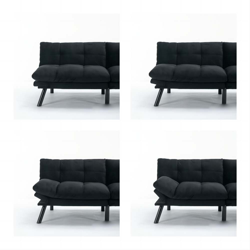 Sleek Black Convertible Sofa Bed