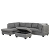 Cozy Gray Reversible Sectional Sofa with Storage Ottoman