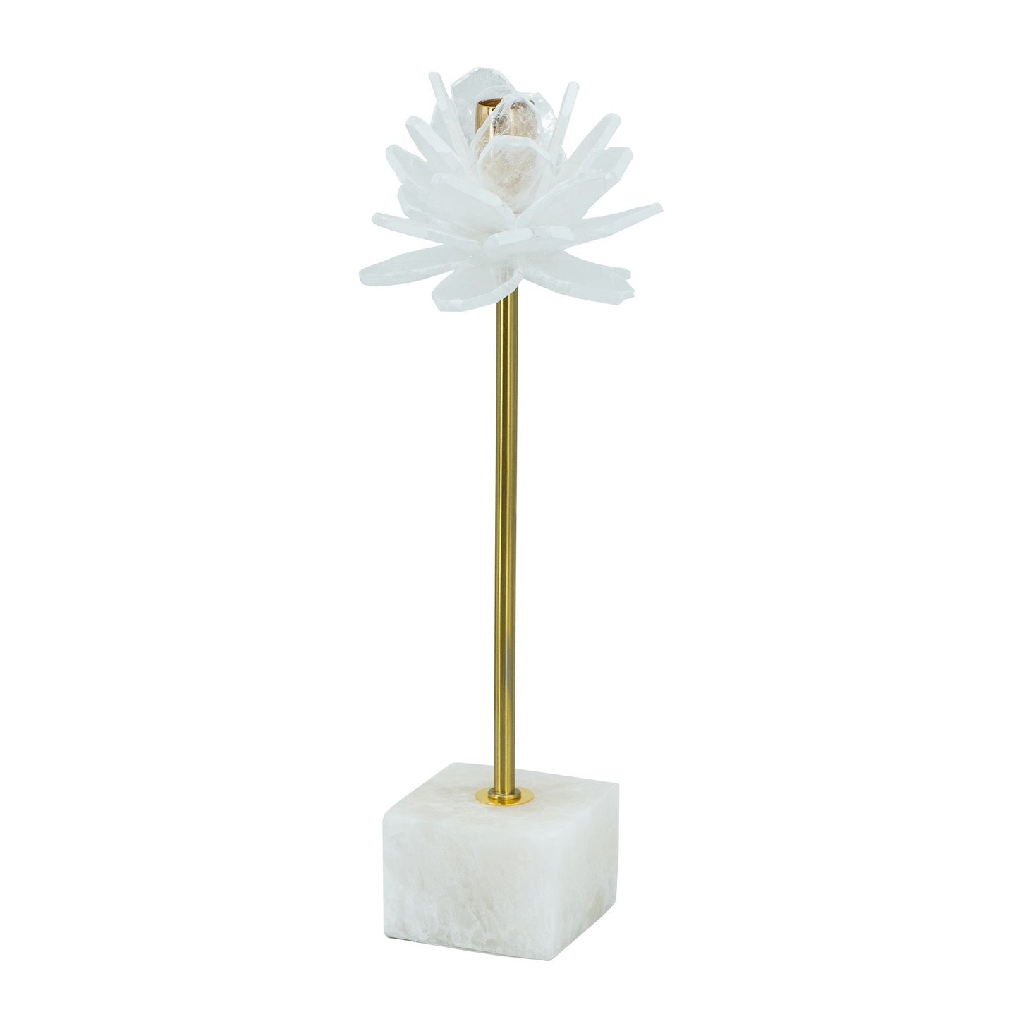 Sleek Selenite Candle Holder in Gold & White