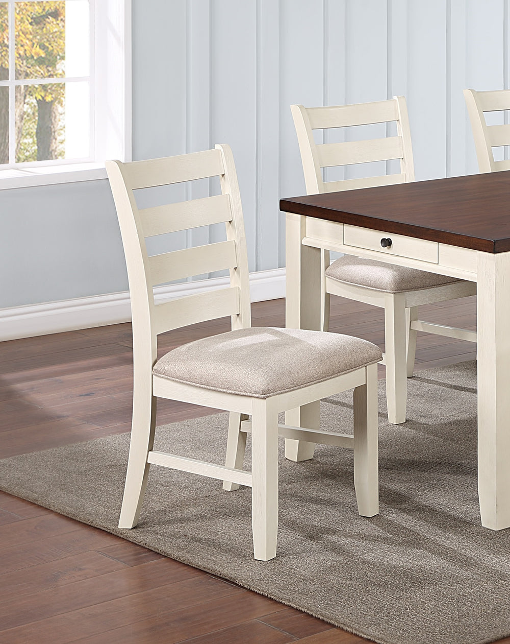 Beige Ladder Back Dining Chairs - Set of Two