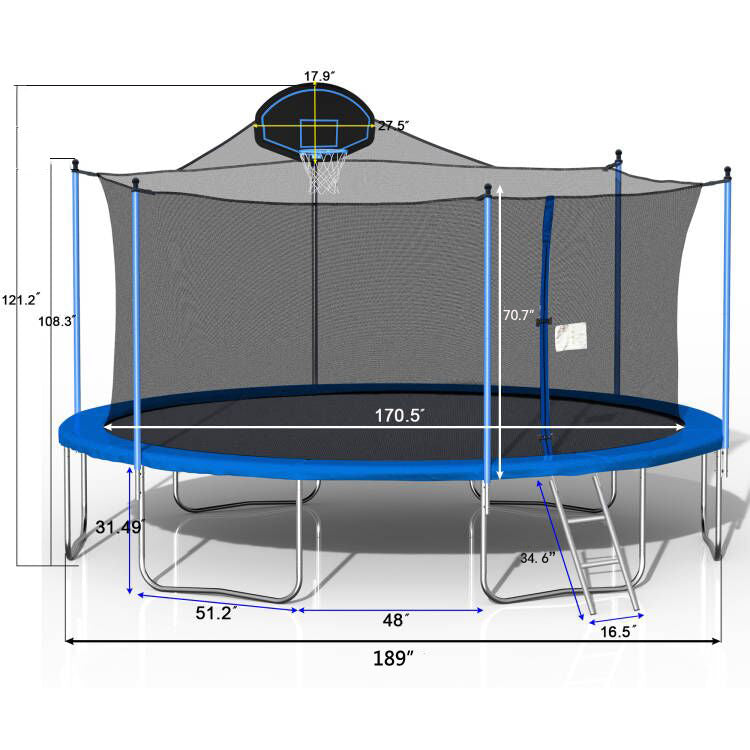 Jump & Slam Trampoline Adventure with Safety Net & Ladder