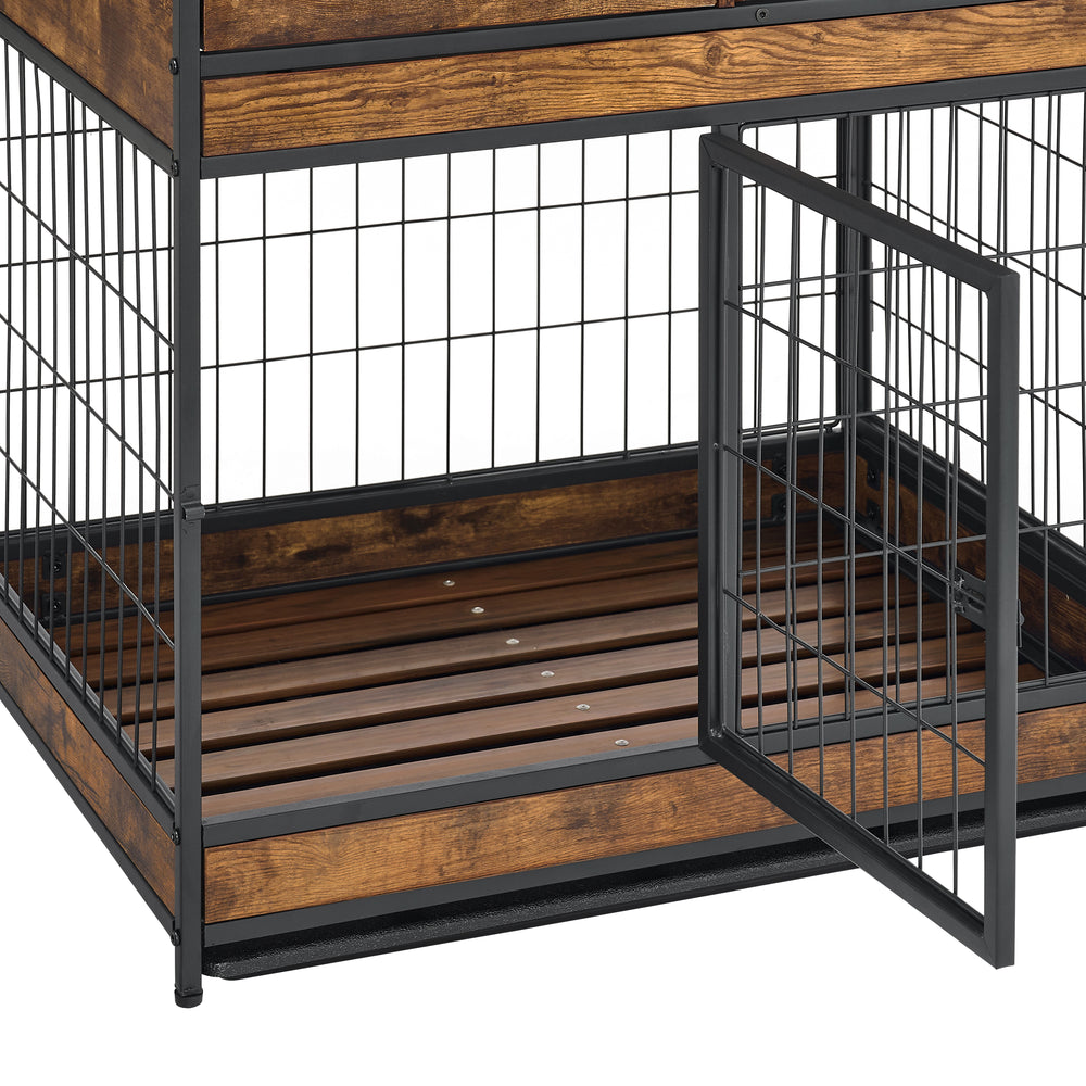 Rustic Dog Crate with Double Doors