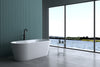 Chic White Freestanding Soaking Tub with Sleek Drain