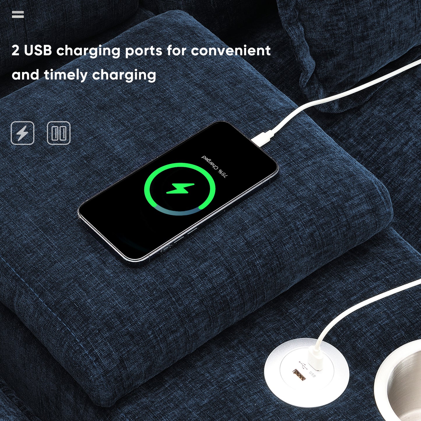 Cozy U-Shaped Sofa with USB and Cupholders