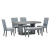 Modern Gray Dining Set with Extendable Table & Cozy Bench