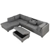 Cozy Gray Reversible Sectional Sofa with Storage Ottoman