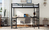 Chic Loft Bed with Desk & Shelves
