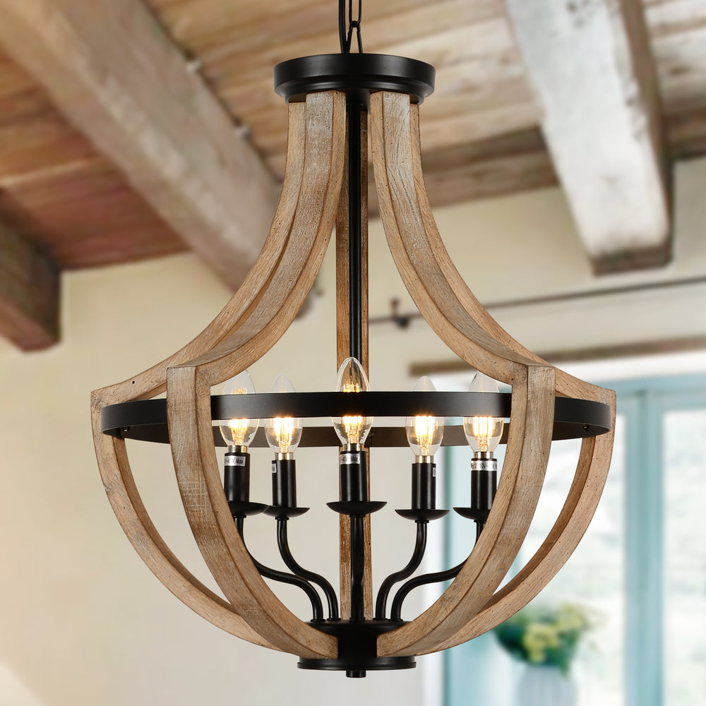 Rustic Farmhouse Wood Chandelier