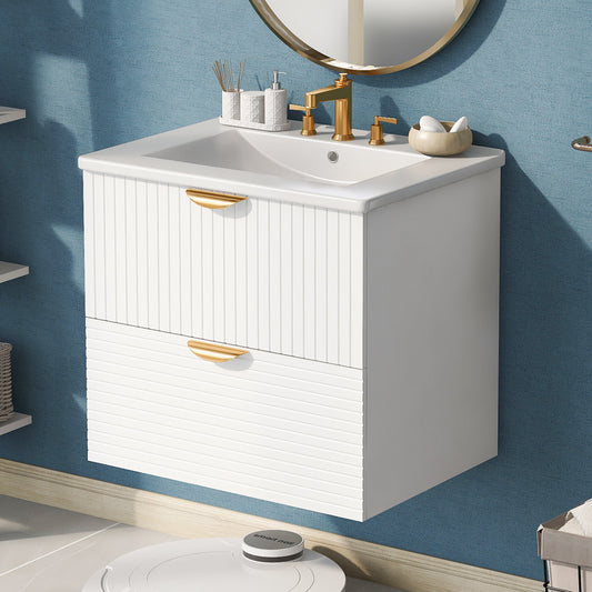 Sleek White Wall-Mounted Vanity for Small Spaces