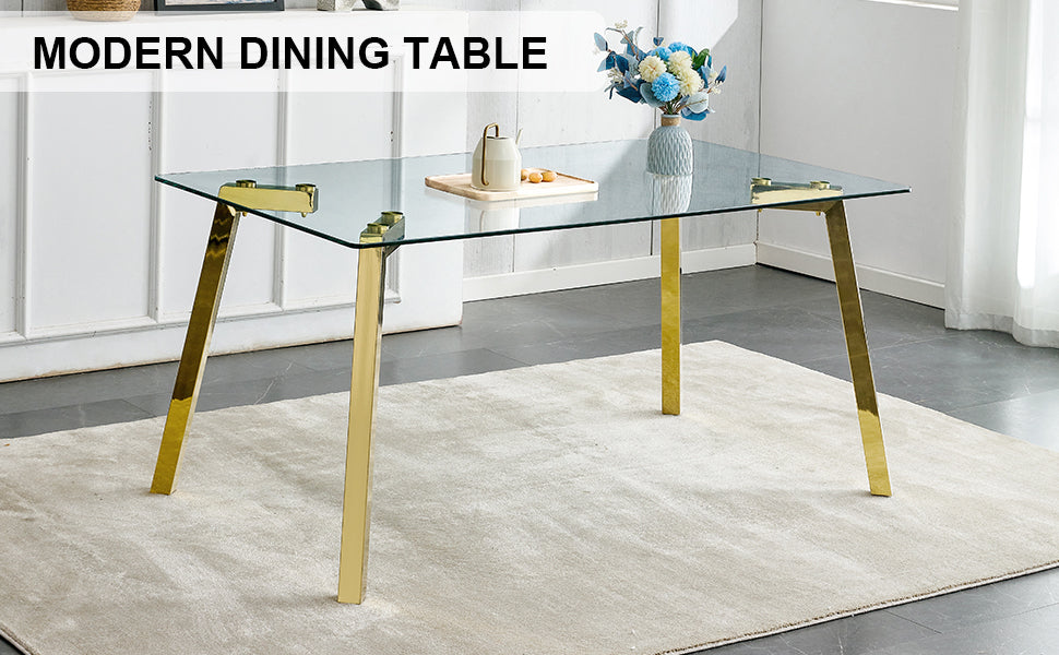 Gleaming Gold Glass Dining Table